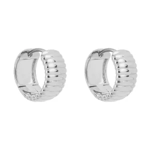 Sterling Silver Textured Ridge Hoop Earrings