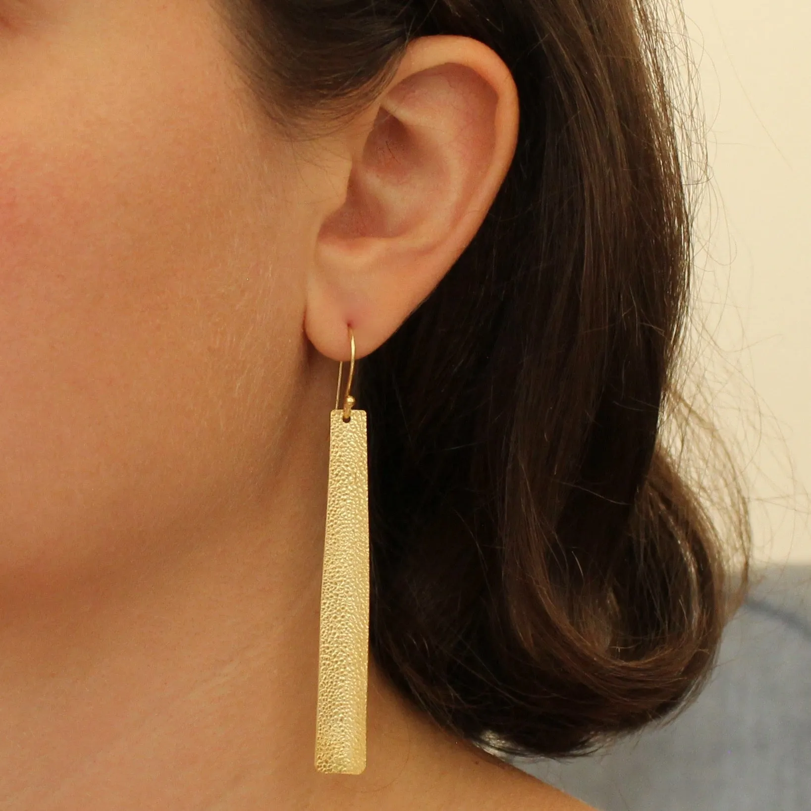 Textured Folded Long Earrings