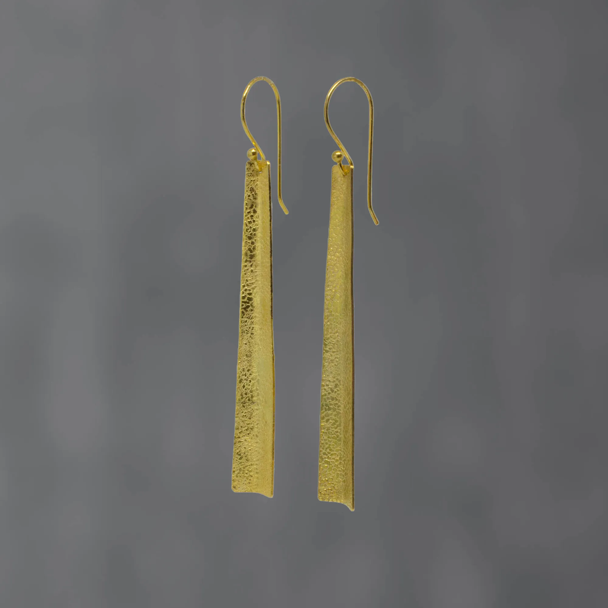 Textured Folded Long Earrings