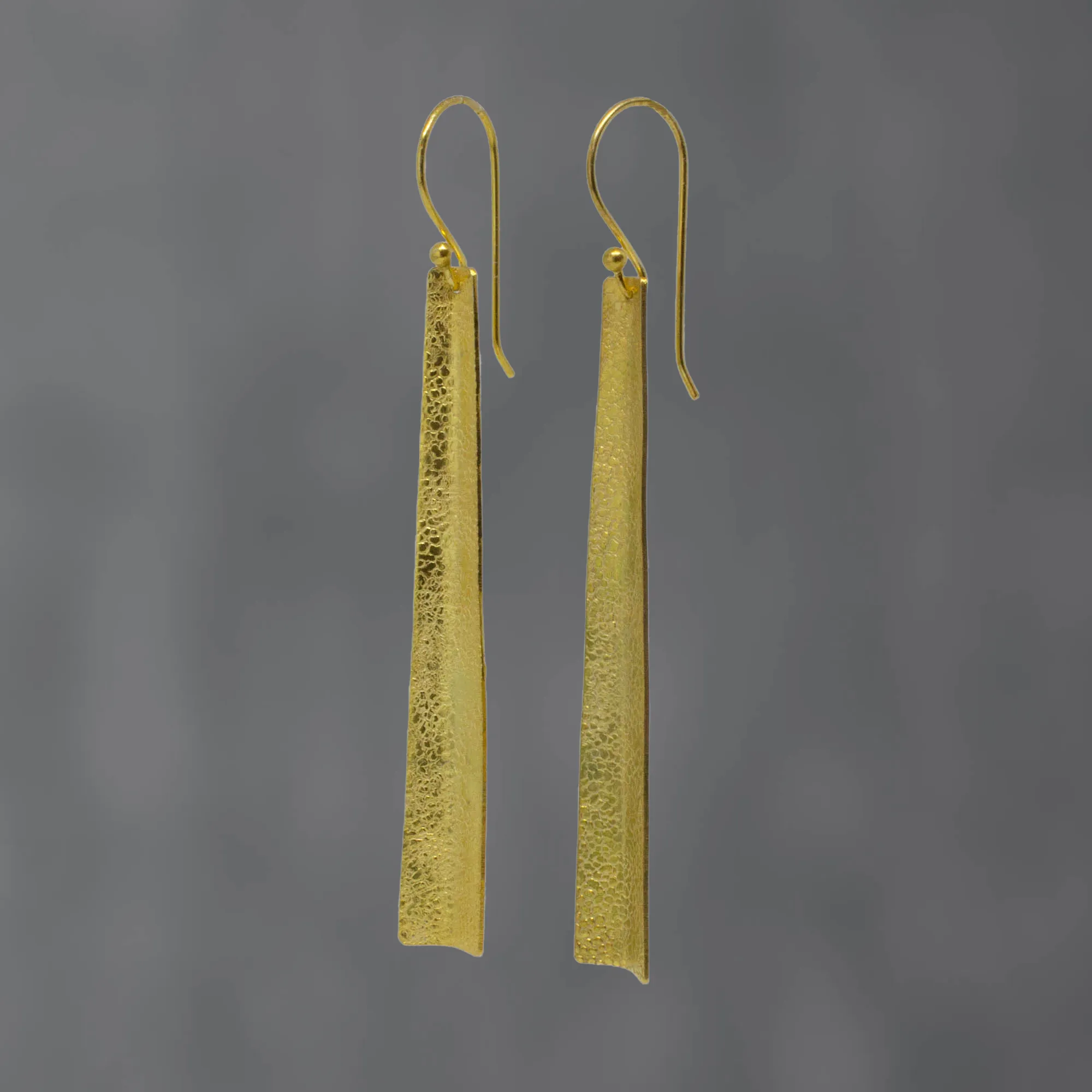 Textured Folded Long Earrings