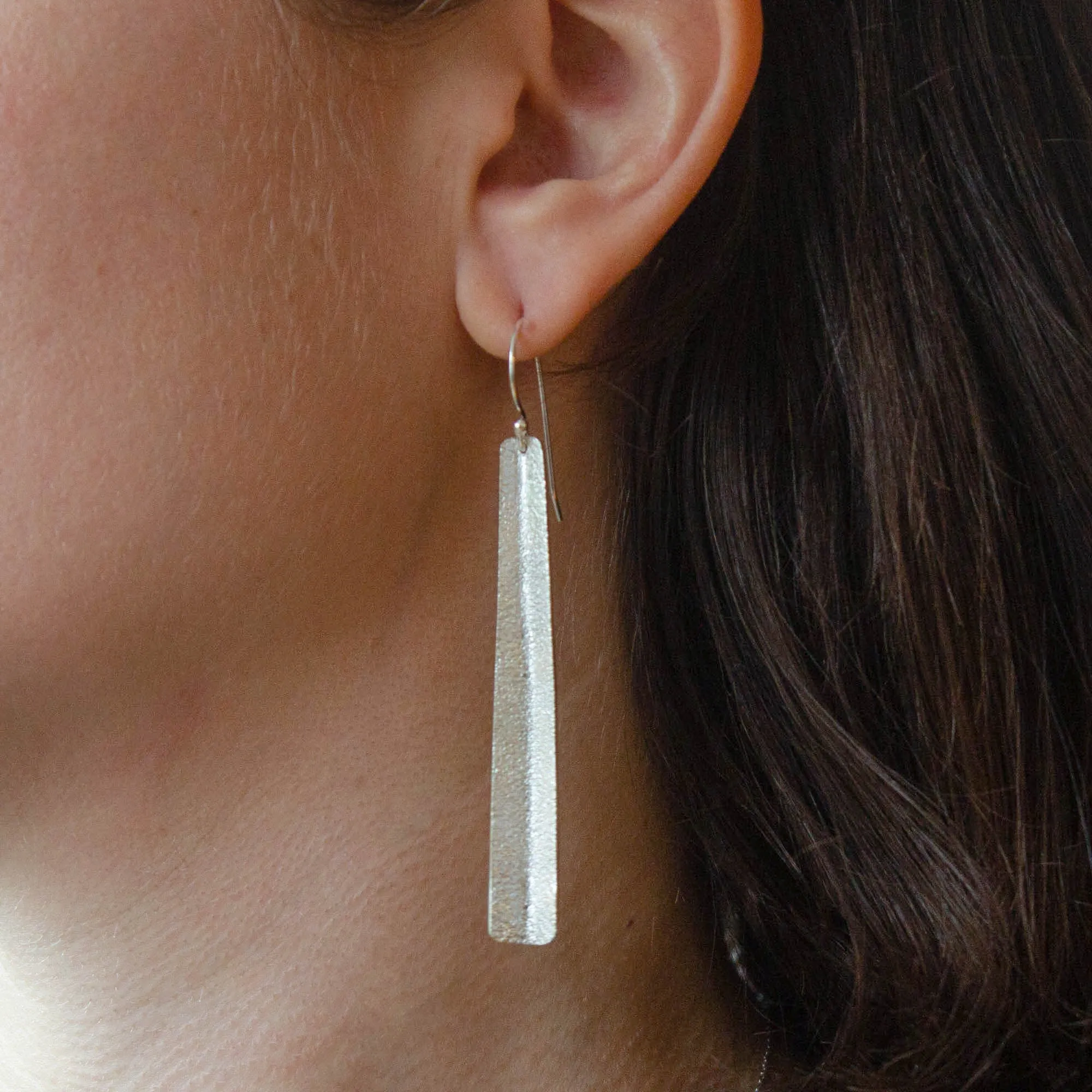 Textured Folded Long Earrings