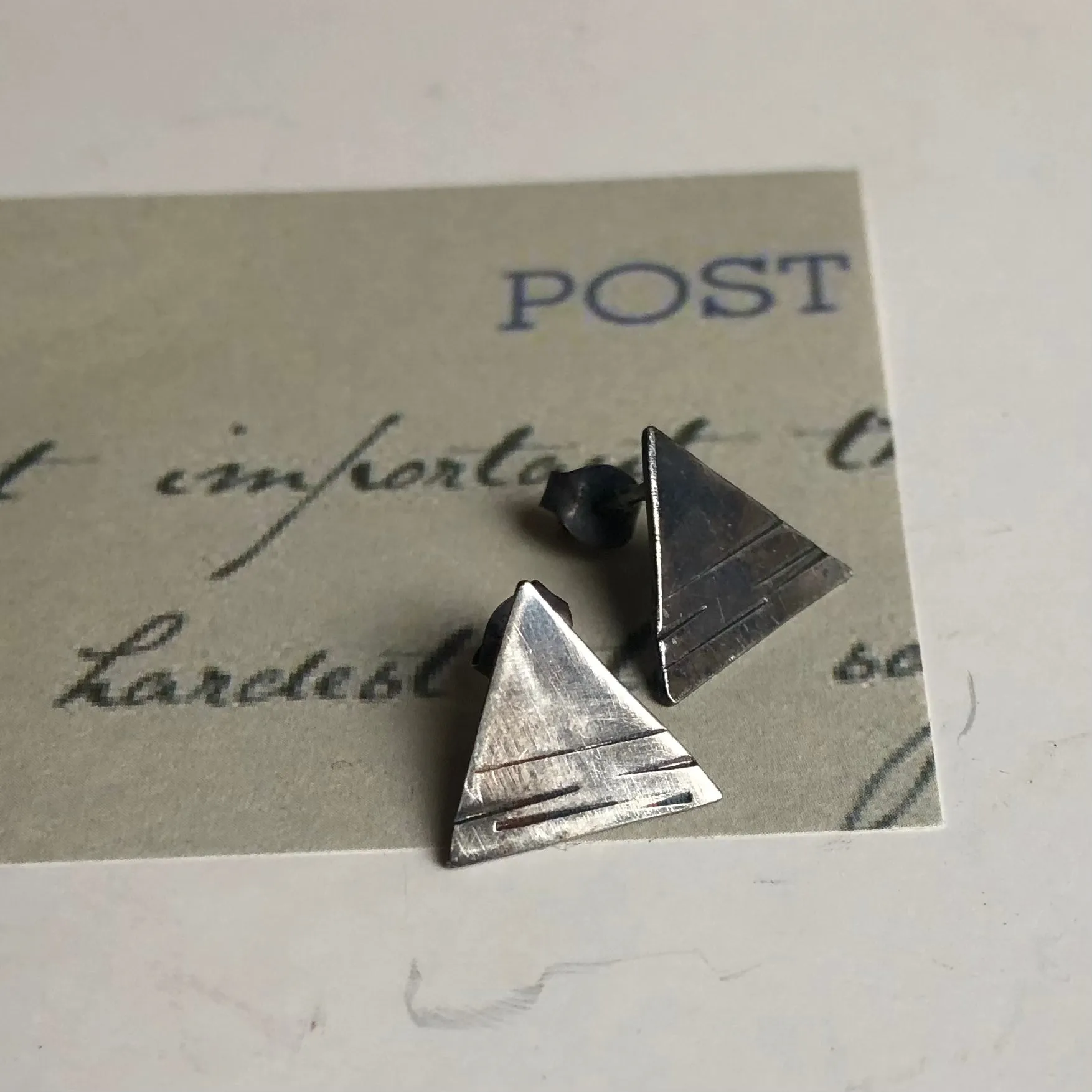 Textured Triangle Earrings