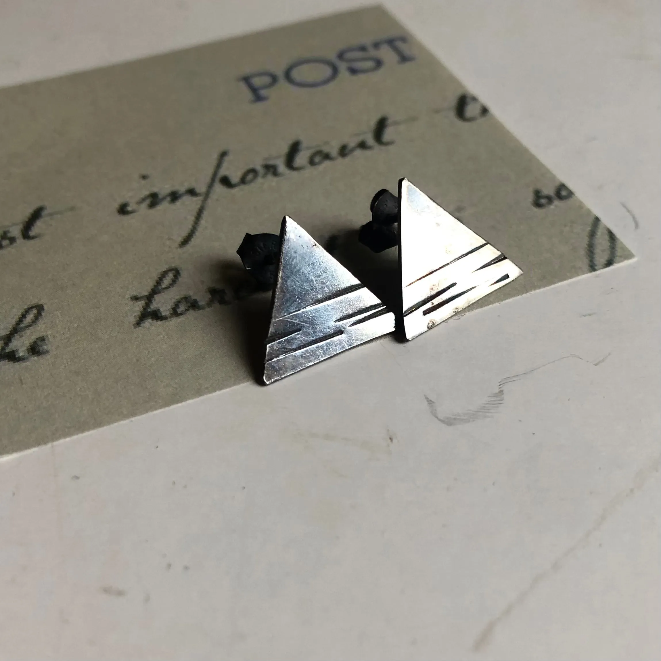 Textured Triangle Earrings