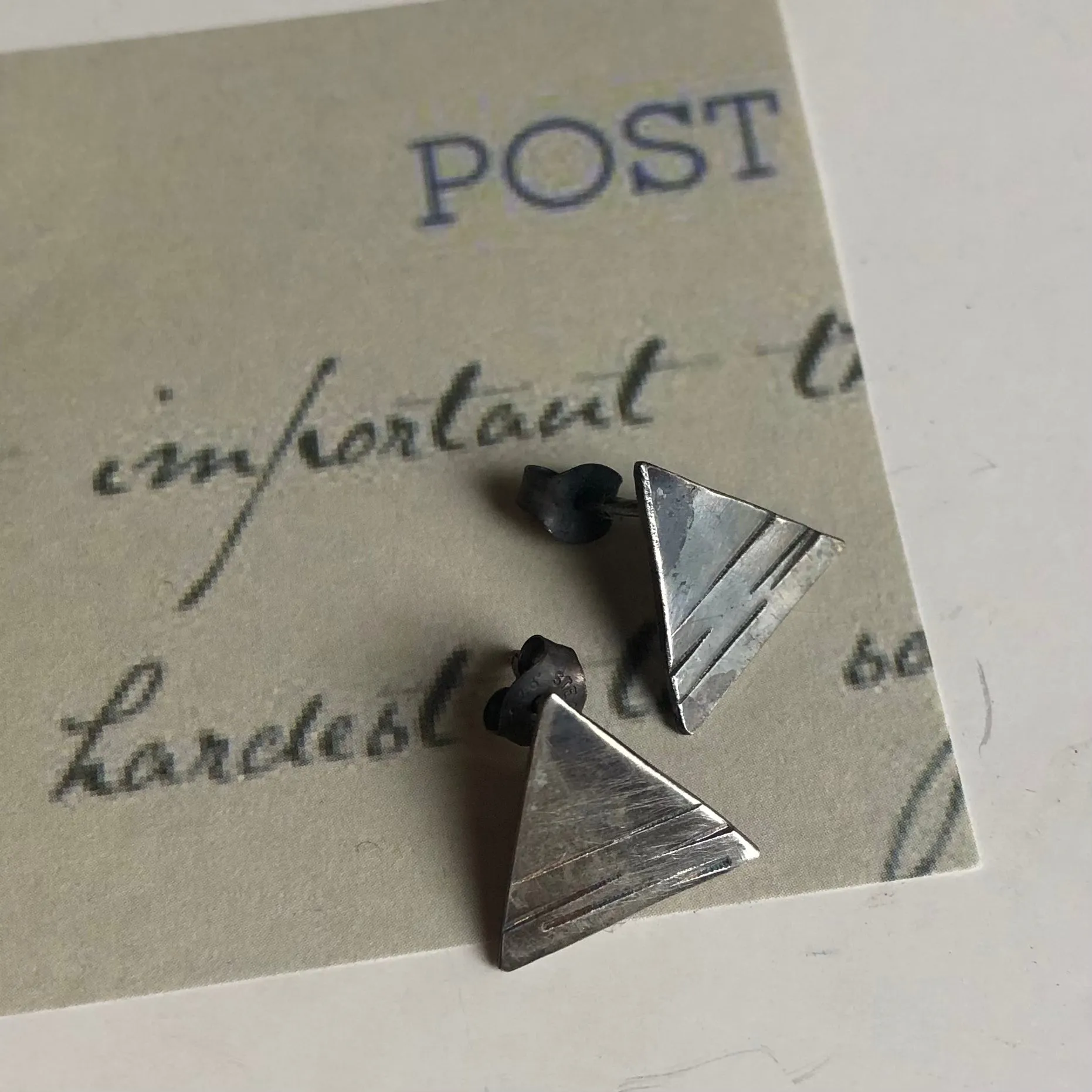 Textured Triangle Earrings