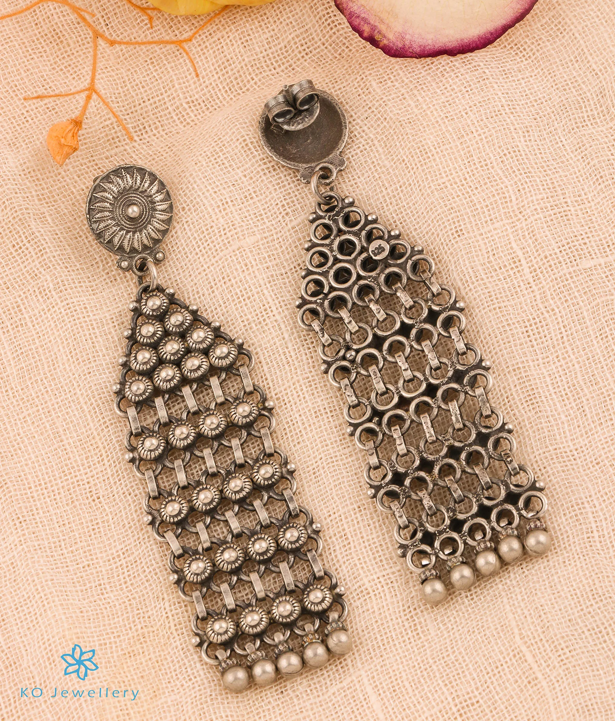 The Aru Antique Silver Mesh Earrings