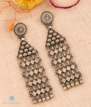 The Malvika Antique Silver Mesh Earrings