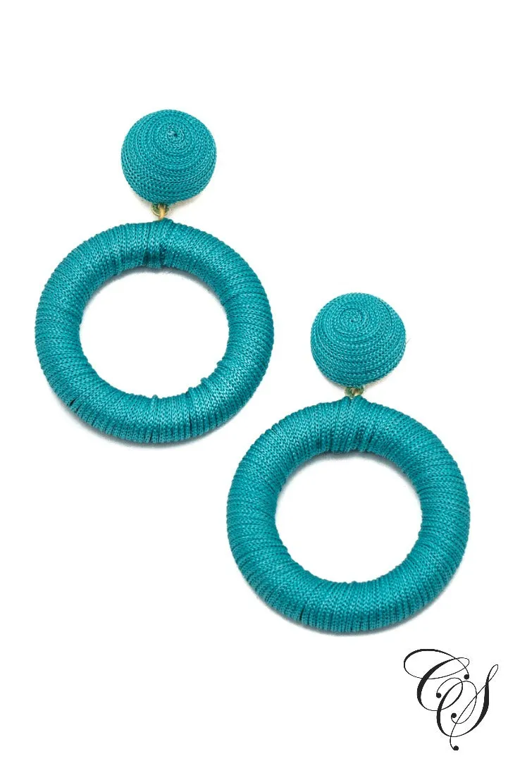 Thread Wrapped Hoop Drop Earrings