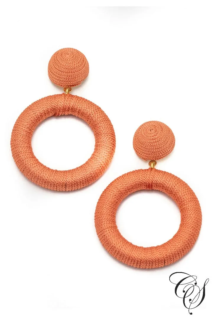 Thread Wrapped Hoop Drop Earrings