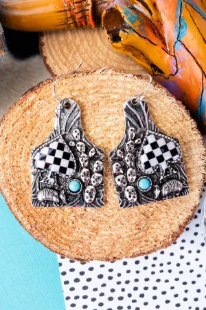 TIPI Texas Valley Cattle Tag Silvertone Earrings