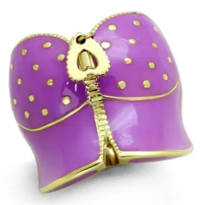 TK1621 IP Gold(Ion Plating) Stainless Steel Ring with Epoxy in Amethyst
