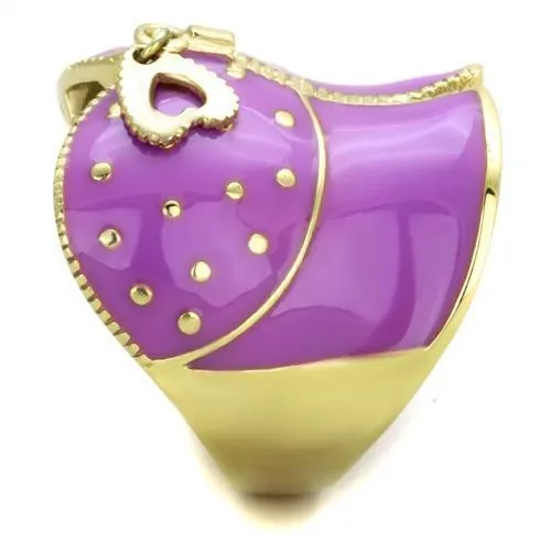 TK1621 IP Gold(Ion Plating) Stainless Steel Ring with Epoxy in Amethyst