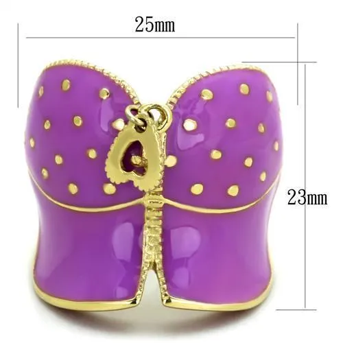 TK1621 IP Gold(Ion Plating) Stainless Steel Ring with Epoxy in Amethyst