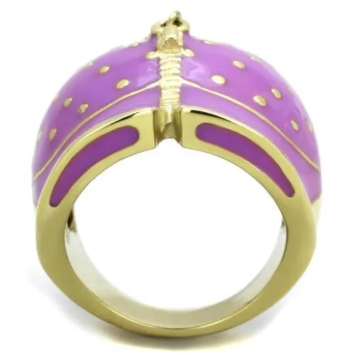 TK1621 IP Gold(Ion Plating) Stainless Steel Ring with Epoxy in Amethyst