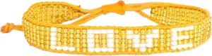 Ubuntu Life Beaded Woven LOVE Bracelet  Handmade Glass Bead Bracelet with Slide Closure, Made from Vegan Materials, Stackable Bracelets for Women and Men