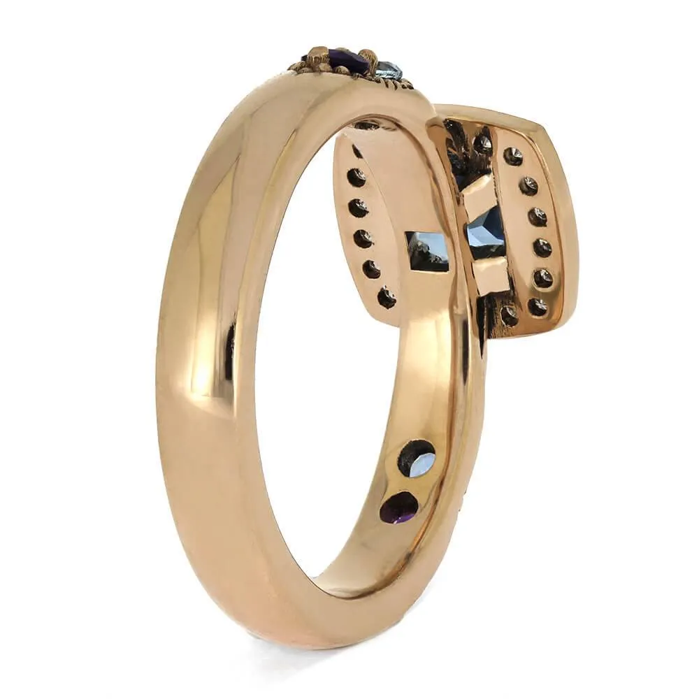 Unique Birthstone Engagement Ring with Halo