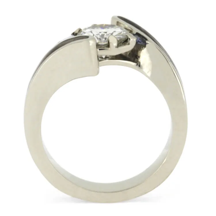 Unique Moissanite Engagement Ring With Wood Inlay