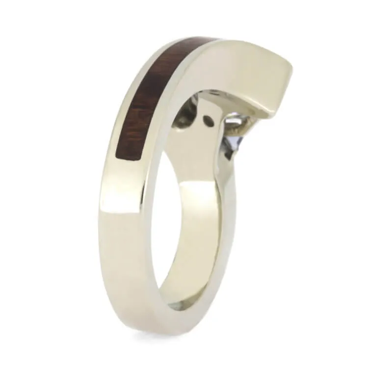 Unique Moissanite Engagement Ring With Wood Inlay