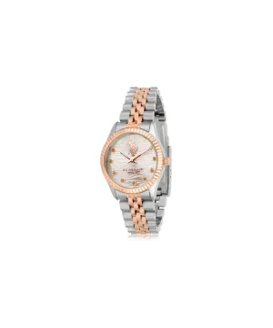 US POLO WOMEN AZURE STAINLESS STEEL BAND WITH ROSE GOLD PLATED LINK
