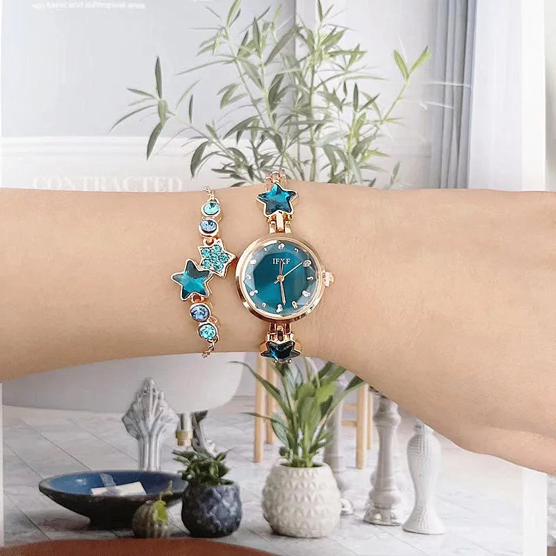 Valentine's Day Women's Rose Gift Box Set: Watch, Bracelet & Perfume