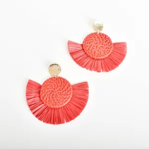 Weave Disc Raffia Edge Earrings