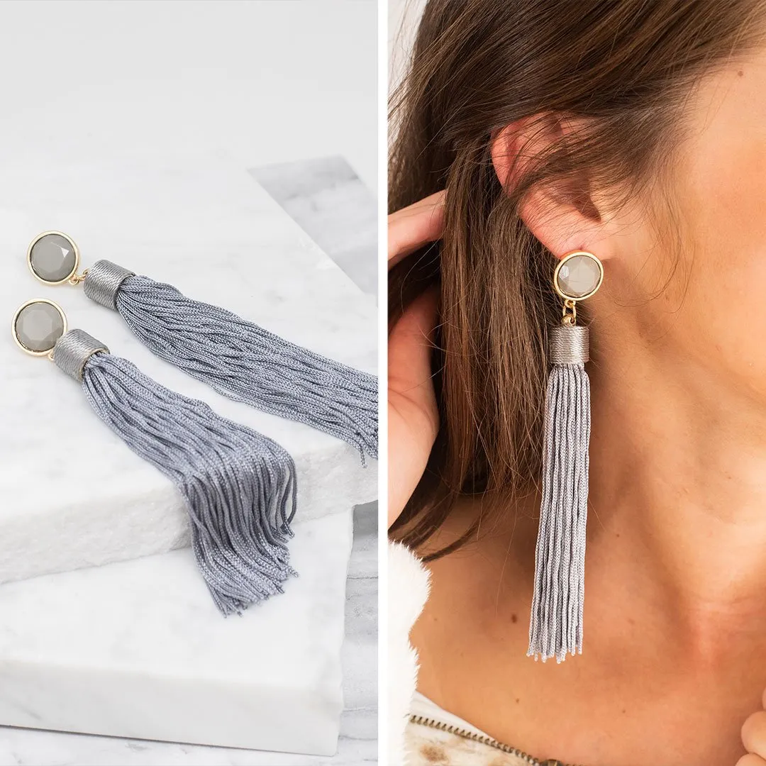 What A Gem Gray Tassel Earrings