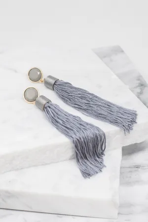What A Gem Gray Tassel Earrings