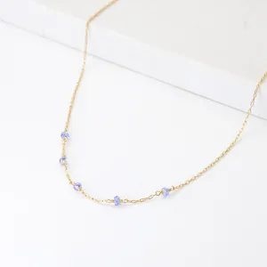 Womens 14k Gold Purple Tanzanite Bead Necklace Gemstone Necklace for Women